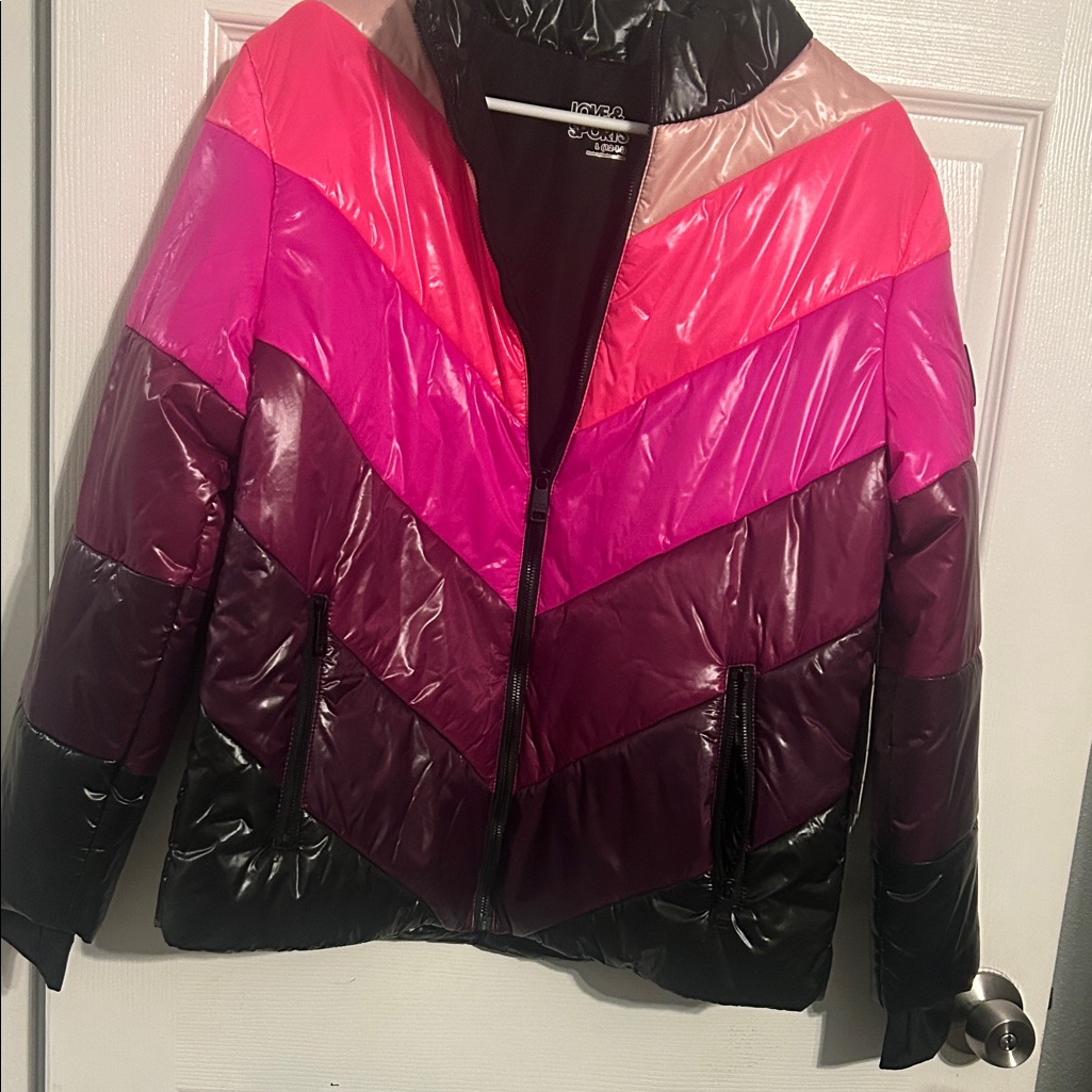 Ava & Viv Pink And Purple Chevron Puffer Jacket